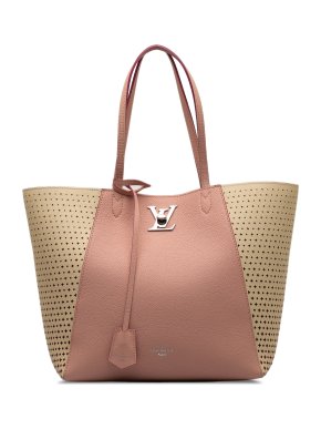 Louis Vuitton Pink and Beige Perforated Lockme Cabas Tote Bag