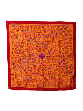 Hermes Orange 'Les Sources De La Vie' Silk Scarf