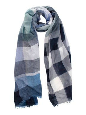 Burberry Blue Check Linen Gauze Scarf
