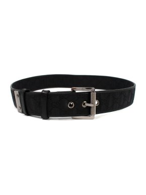 Gucci Black GG Monogram Canvas Belt Size 85