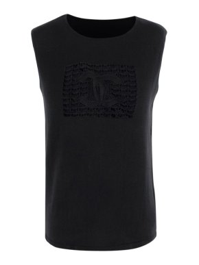 Chanel Black CC Embroidered Tank Top