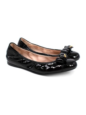 Prada Black Patent Leather Ballerinas with Bow