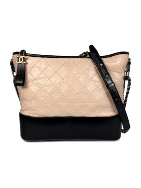Chanel Pink and Black Large Aged Calfskin Gabrielle Crossbody Bag