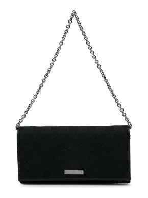 Gucci Vintage Black GG Canvas Wallet on Chain