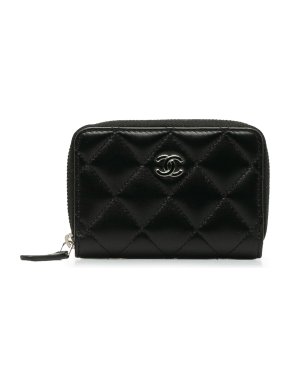 Chanel Black Quilted Lambskin Leather Coin Pouch
