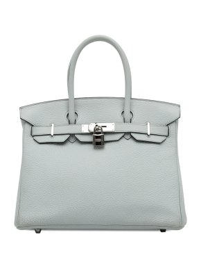 Hermes Birkin 30 Retourne in Blue Glacier Clemence Leather with Palladium Hardware