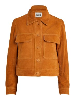 Claudie Pierlot Camel Short Suede Trucker Jacket