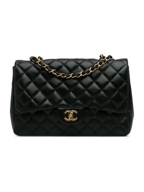 Chanel Black Lambskin Jumbo Single Flap Bag