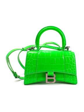 Balenciaga Neon Green Snake Embossed Cross Body Bag