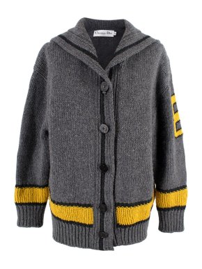Dior Grey Cashmere Blend Sailor Collar Cardigan