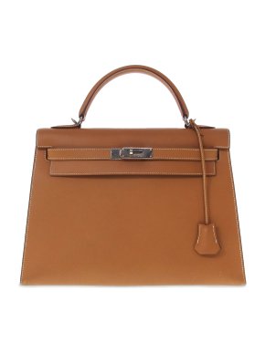 Hermes Kelly 32 Sellier in Gold Barenia Leather with Palladium Hardware