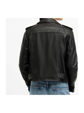 All Saints Balfern Belted Hem Leather Biker Jacket