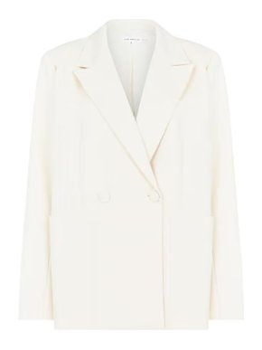 Good American Cream Relaxed Blazer Jacket