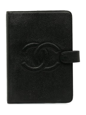 Chanel Black Caviar Leather CC Notebook Cover