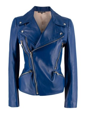 Alexander McQueen Royal Blue Leather Biker Jacket