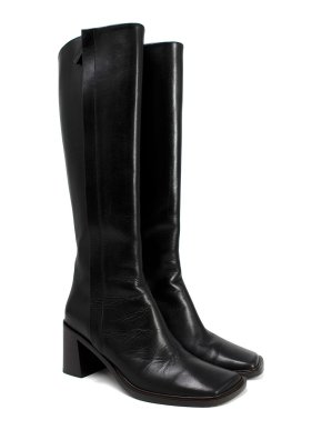 The Row Black Leather 'Patch' Knee High Boots