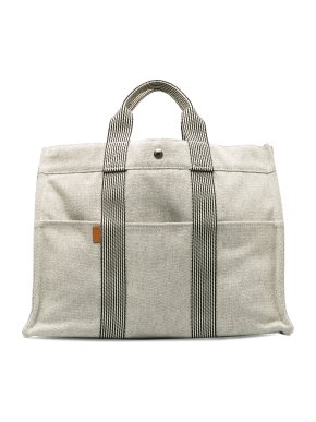 Hermes Light Grey Toile Fourre Tout MM Tote Bag