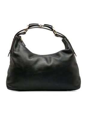 Gucci Black Leather Horsebit Hobo Bag