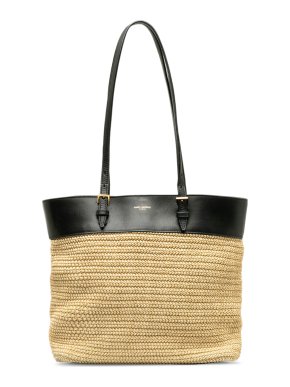 Saint Laurent Boucle Raffia Shopper Tote
