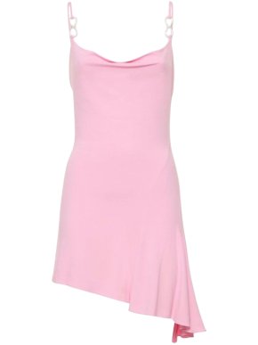 Mach & Mach Pink Draped Embellished Mini Dress