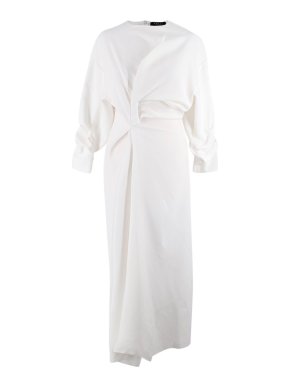 Awake Mode Ivory Draped Asymmetric Maxi Dress