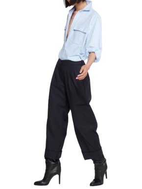 Serena Bute Navy Wool Cargo Trousers