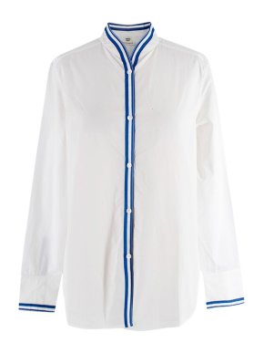 Hermes White Cotton Contrast-trim Shirt