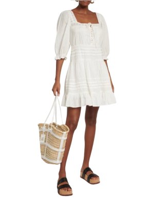Rixo White Puff-Sleeved Solana Mini Dress