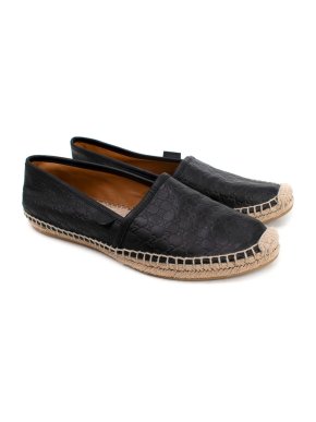 Gucci Black Guccissima Monogram Leather Espadrilles