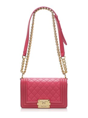 Chanel Small Lambskin Leather Pink Boy Bag