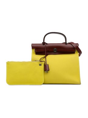 Hermes Yellow Canvas and Leather Toile Herbag Zip 31