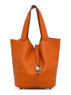 Hermes Orange Leather Clemence Picotin Lock 26
