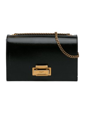 Saint Laurent Black Patent Leather Art Deco Flap Bag