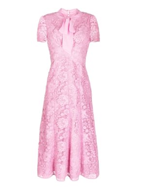 Self Portrait Pink Cord Lace Crossover Dress 1