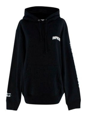 Helmut Lang Black Impress Slogan Jersey Hooded Sweatshirt