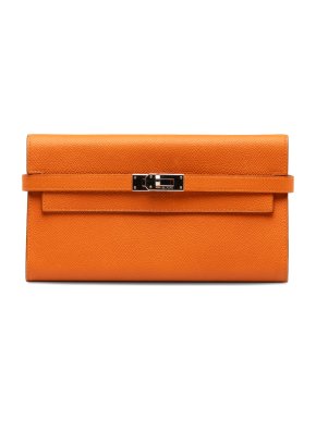 Hermes Classic Kelly Wallet in Orange Epsom Leather with Palladium Hardware