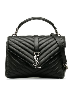 Saint Laurent Black Medium Chevron College Bag
