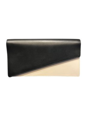 Saint Laurent Black and White Diagonal Clutch Bag