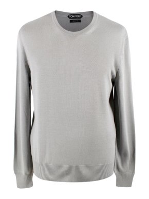Tom Ford Light Grey Silk Fine Knit Sweater