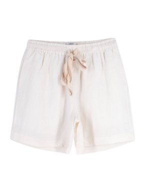 Commas Cream Linen Drawstring Shorts