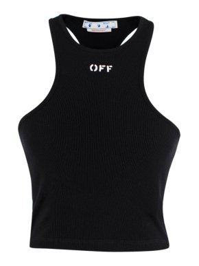 Off White Black Ribbed Racer Vest 