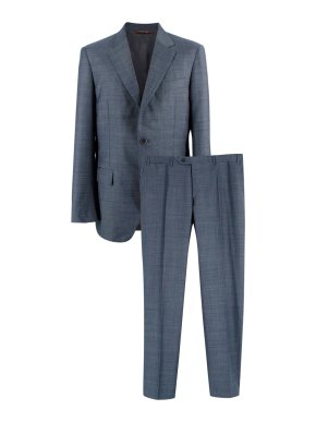 Canali Blue-Gray Wool Single Breasted Suit