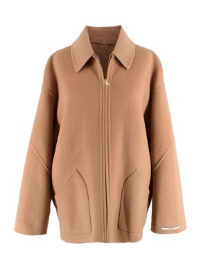 Marella Camel Wool Zip-up Coat