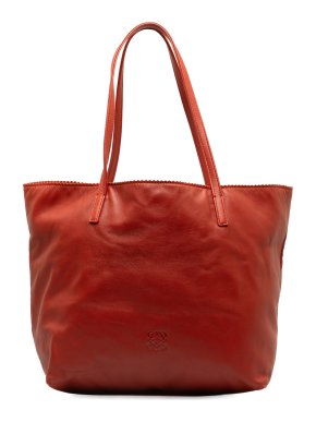 Loewe Red Anagram Leather Tote Bag