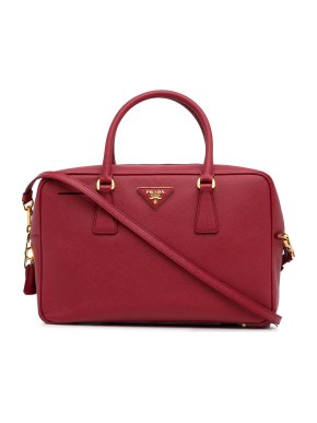 Prada Red Saffiano Bauletto Bag