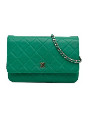Chanel Green Classic Lambskin Wallet on Chain