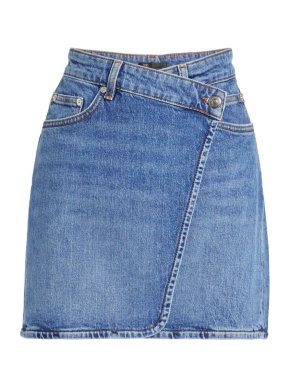 Maje Blue Denim Asymmetric Mini Skirt