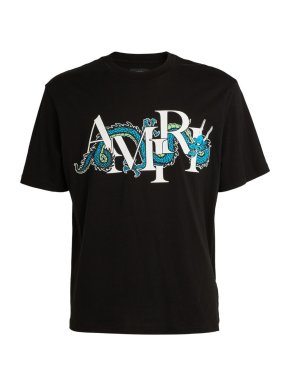 Amiri Black Cotton Dragon Logo T-Shirt