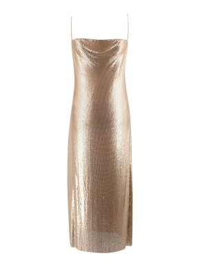 Alice + Olivia Gold Harmony Chainmail Slip Dress