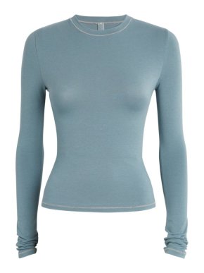 Skims Cotton Jersey  Long Sleeve T-Shirt in Kyanite